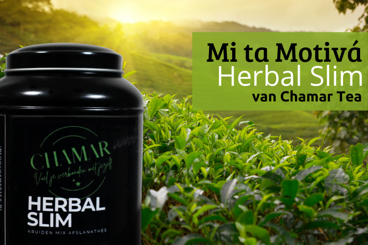 Herbal Slim van Chamar Tea een van onze nieuwe smaken. Online verkrijgbaar in blik van 80 gram en refill zak van 80 gram.  